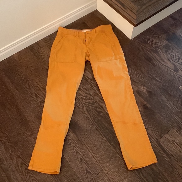 Anthropologie Hei Hei Darby Moto roll up utility chino pants mustard size 25 - Picture 3 of 8
